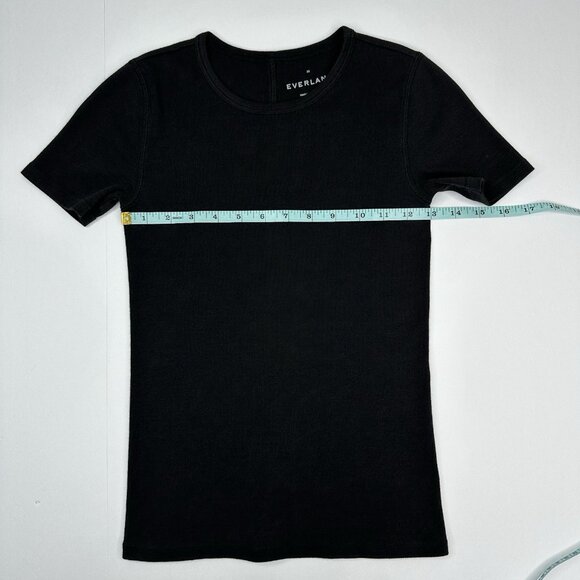 Everlane‎ Women's Black The Ribbed Supima Cotton Crew Neck Tee XS/C26 - Picture 10 of 12